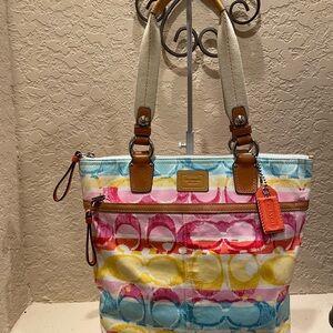 Coach Water color Hampton Scribble Tote Bag (Y2K)